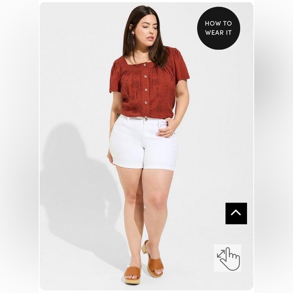 Torrid Embroidered Square Neck Flutter Short Sleeve Top plus 1X brown rust Fall - Picture 4 of 6